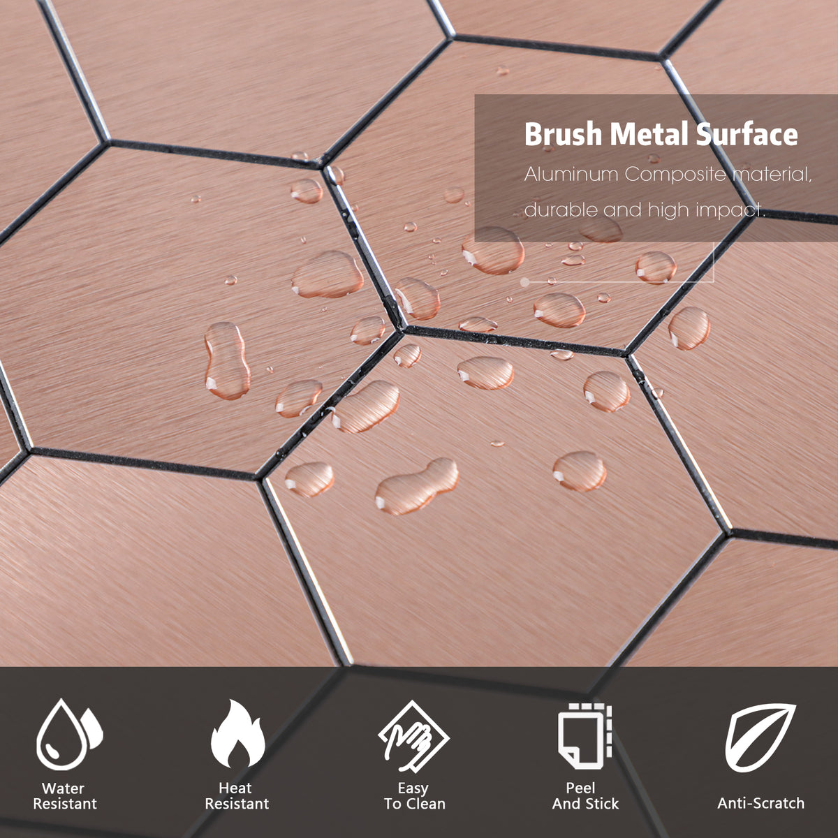 6-Sheet Peel and Stick Backsplash Hexagon Tile, Honeycomb Mosaic Wall Tile Stick on Backsplash for Kitchen Bathroom Fireplace