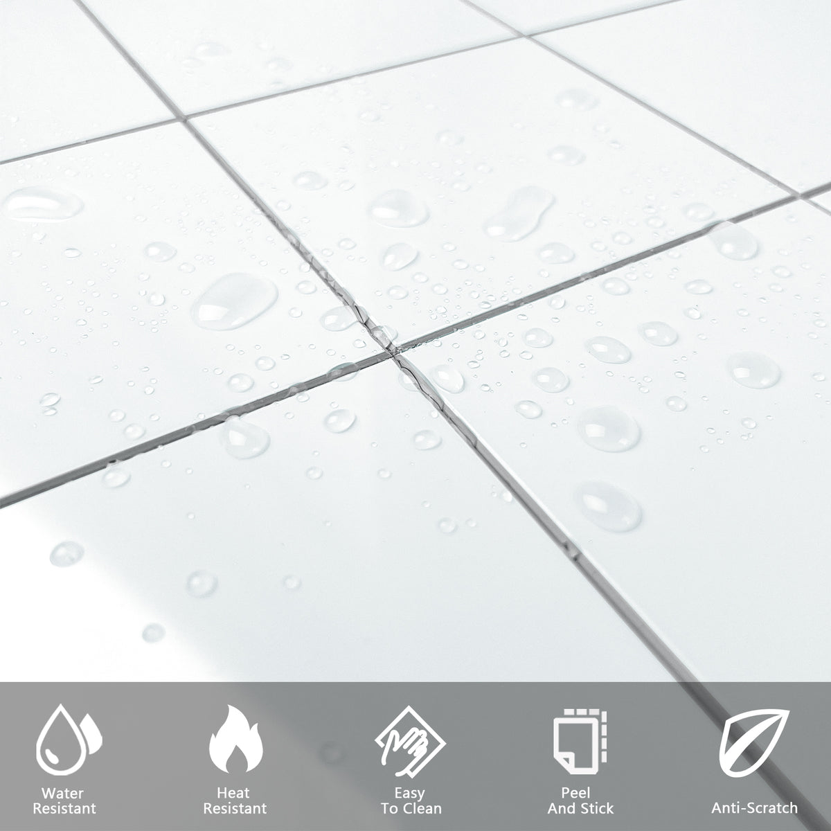Peel and Stick Backsplash Tiles, 12"x12" Square Backsplash Self Adhesive Faux Ceramic Stick on Wall Tiles for Kitchen Bathroom