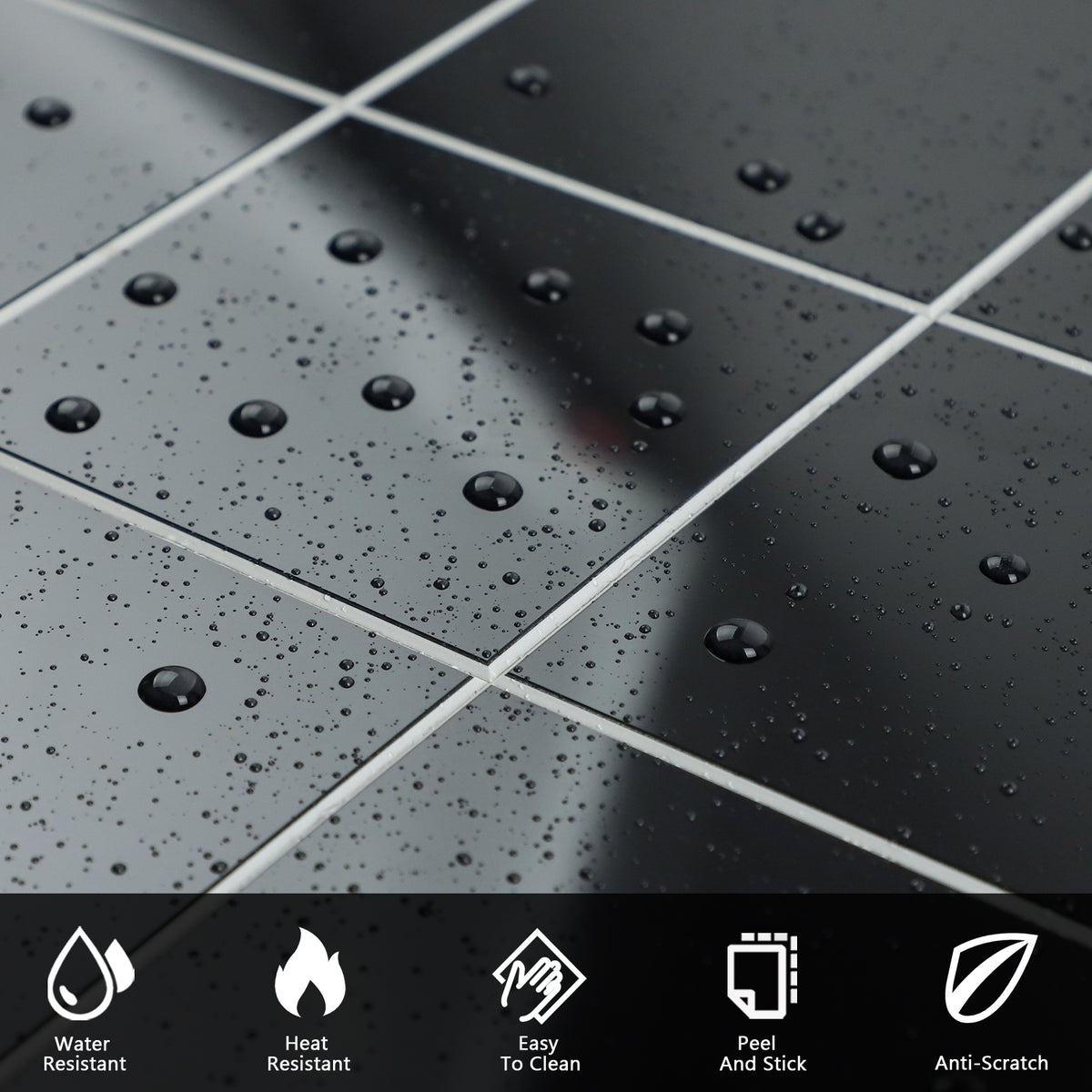 Peel and Stick Backsplash Tiles, 12"x12" Square Backsplash Self Adhesive Faux Ceramic Stick on Wall Tiles for Kitchen Bathroom