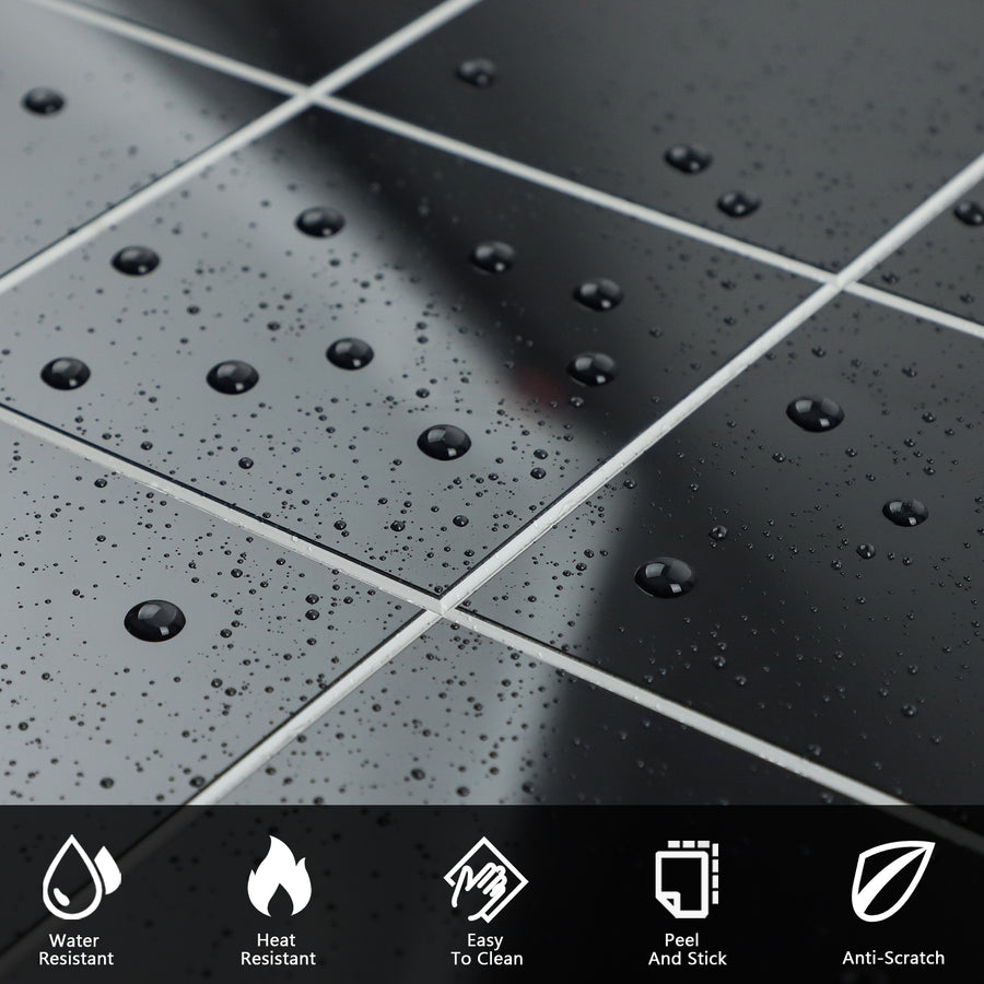 Peel and Stick Backsplash Tiles, 12"x12" Square Backsplash Self Adhesive Faux Ceramic Stick on Wall Tiles for Kitchen Bathroom