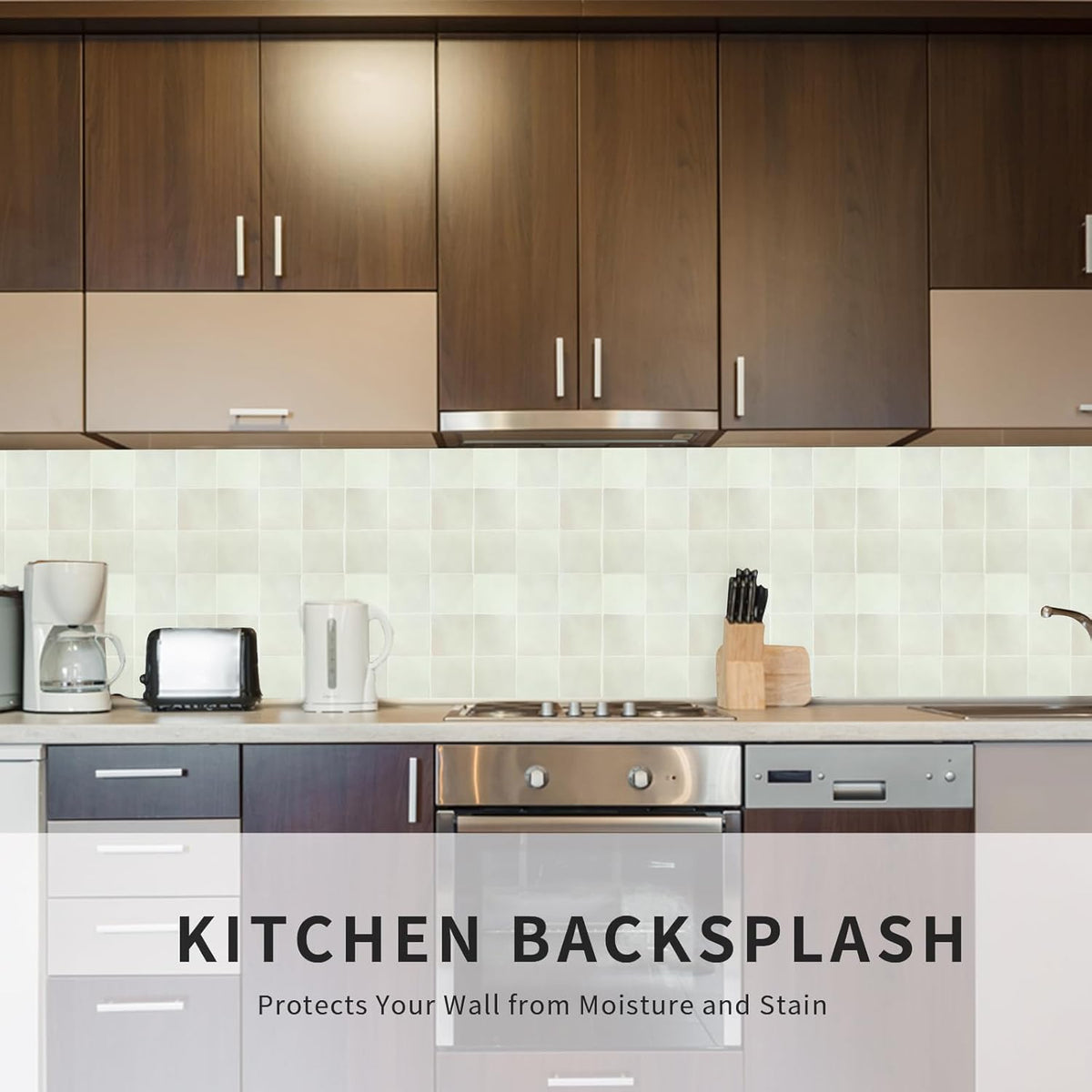 Peel and Stick Backsplash Tiles, 10 Sheets of 12" x 12" Faux Spanish Handmade Square Tile for Kitchen, Bathroom, Wall Tile
