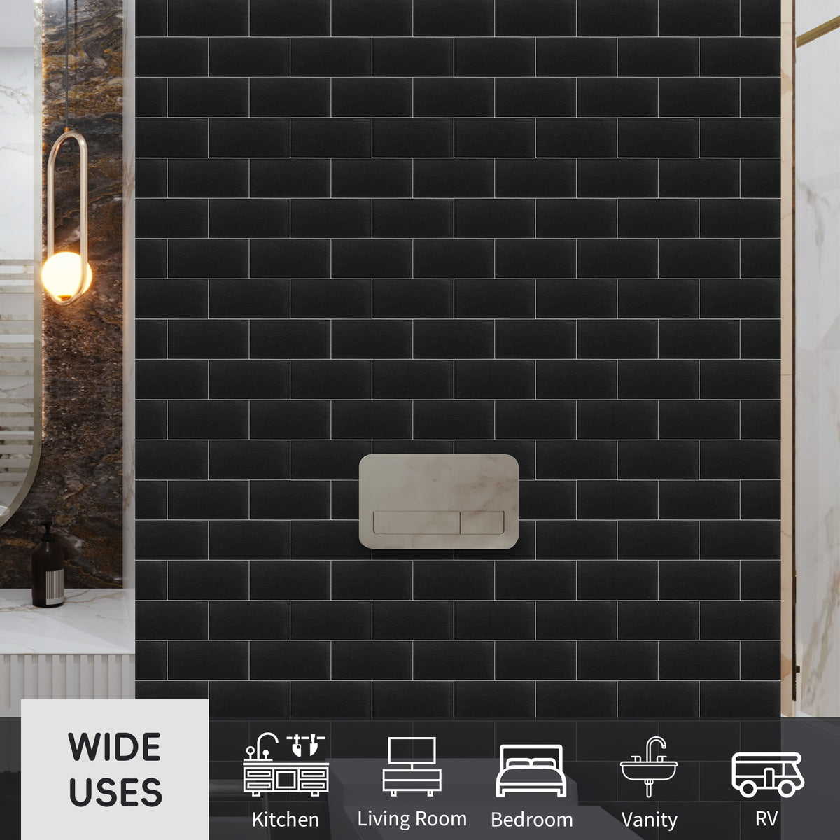 6 Sheets Subway Tile Peel and Stick Backsplash, Brushed Metal Aluminum Backsplash Stick on Wall Tiles for Kitchen Bathroom Fireplace