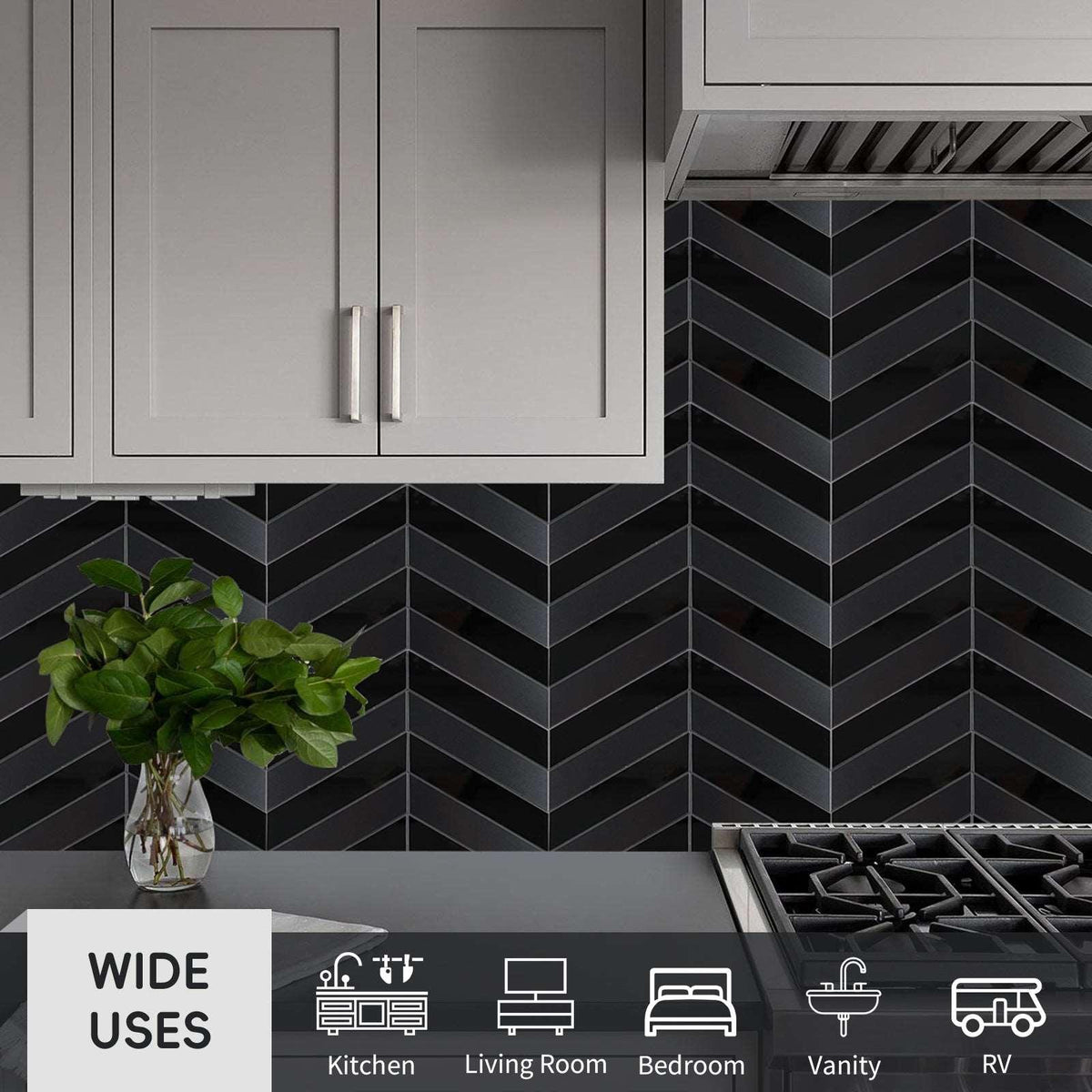 Chevron Backsplash Peel and Stick Wall Tiles (6 Sheets)