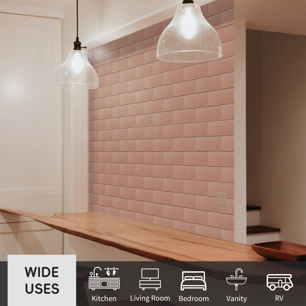 6 Sheets Subway Tile Peel and Stick Backsplash, Brushed Metal Aluminum Backsplash Stick on Wall Tiles for Kitchen Bathroom Fireplace
