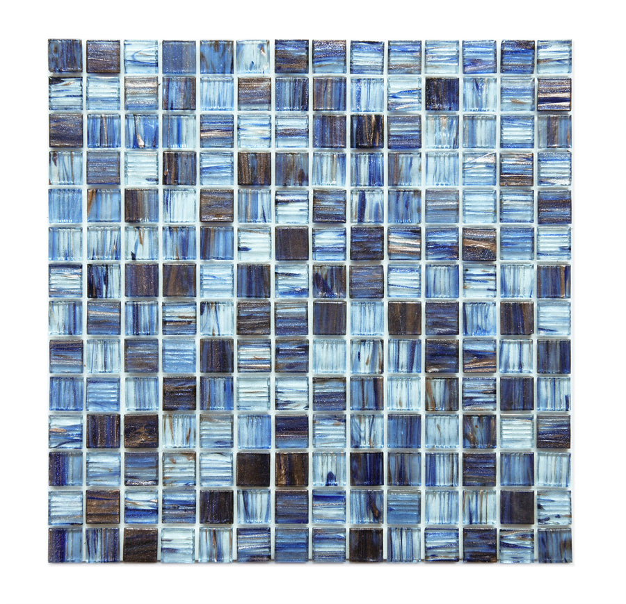 Peel and Stick Glass Tile, 12" x 12" Mosaic Square Glass Backsplash Tile for Kitchen Bathroom Wall (8-Sheet, 8 SQ.FT)