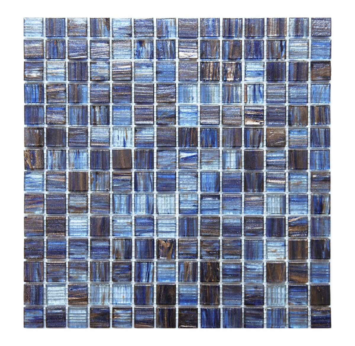 Mesh-Mounted Glass Mosaic Tile Backsplash, 12” x 12” Blue Glass Backsplash Wall Tile for Kitchen Bathroom Swimming Pool (8 Sheets, 8 sq.ft)