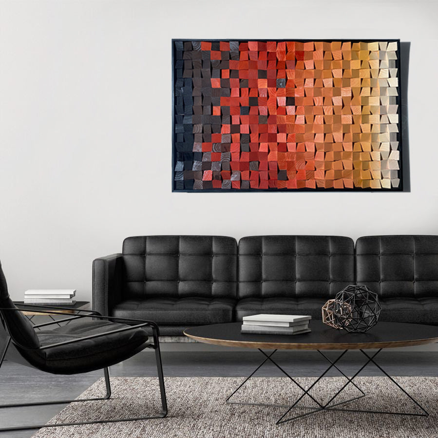 Wood art wall decor for modern rustic home decor, large wall art for acoustic diffuse, acoustic diffuser wood, panel wall acoustic sound art