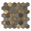 Peel and Stick Hexagon Tile, 6-Sheet Stick on Backsplash Marble Stone Mosaic PVC Wall Tiles for Kitchen Fireplace RV