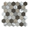 Peel and Stick Hexagon Tile, 6-Sheet Stick on Backsplash Marble Stone Mosaic PVC Wall Tiles for Kitchen Fireplace RV