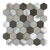 Peel and Stick Hexagon Tile, 6-Sheet Stick on Backsplash Marble Stone Mosaic PVC Wall Tiles for Kitchen Fireplace RV