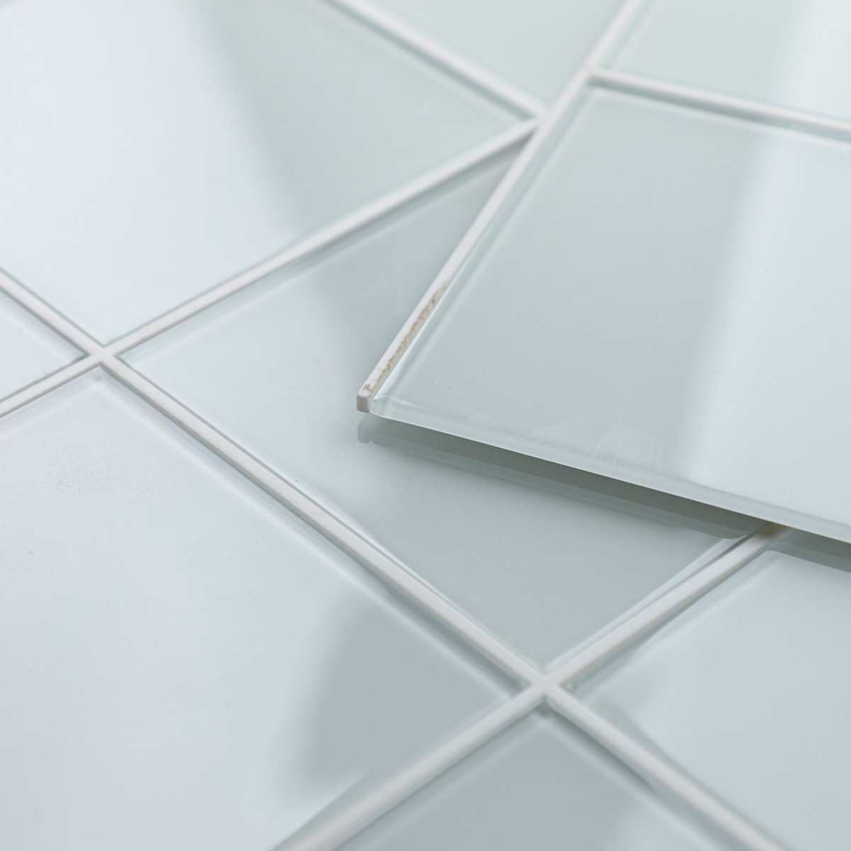 Peel and Stick Glass Tile, Square Mosaic Wall Tiles with Frame, Stick on Glass Backsplash (5 Sheets, 12"x12")