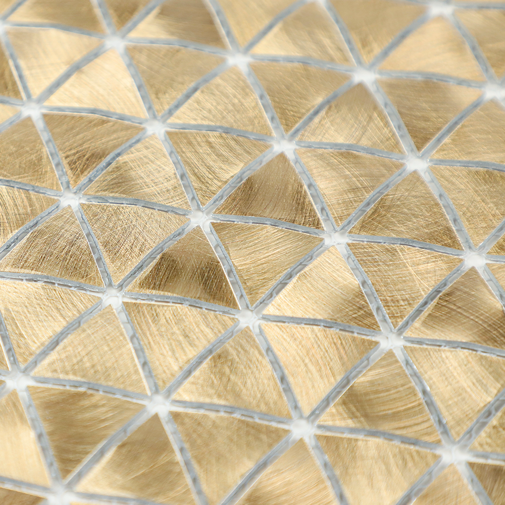 Gravity Aluminium Triangle Metal Tiles, Mesh Mounted 3D Mosaic Wall Tiles for Kitchen Bathroom Accent Wall Backsplash