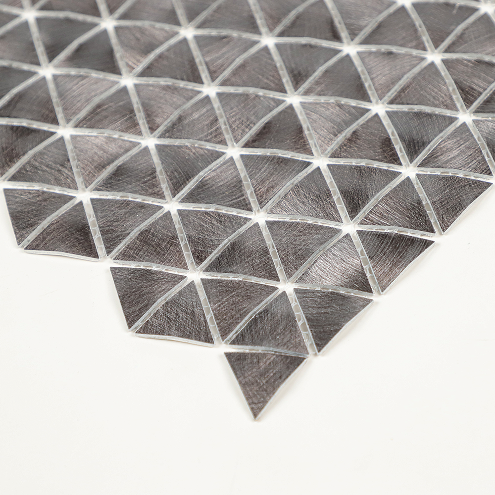 Gravity Aluminium Triangle Metal Tiles, Mesh Mounted 3D Mosaic Wall Tiles for Kitchen Bathroom Accent Wall Backsplash