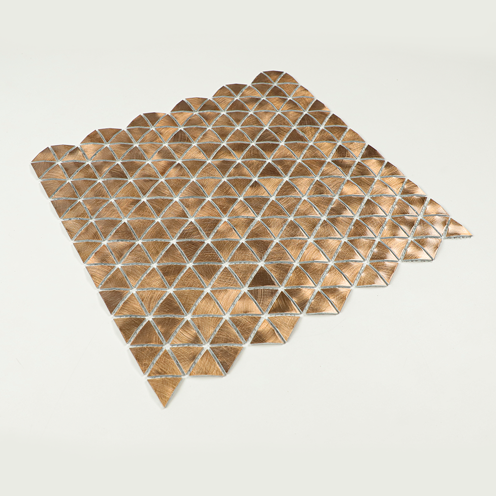 Gravity Aluminium Triangle Metal Tiles, Mesh Mounted 3D Mosaic Wall Tiles for Kitchen Bathroom Accent Wall Backsplash