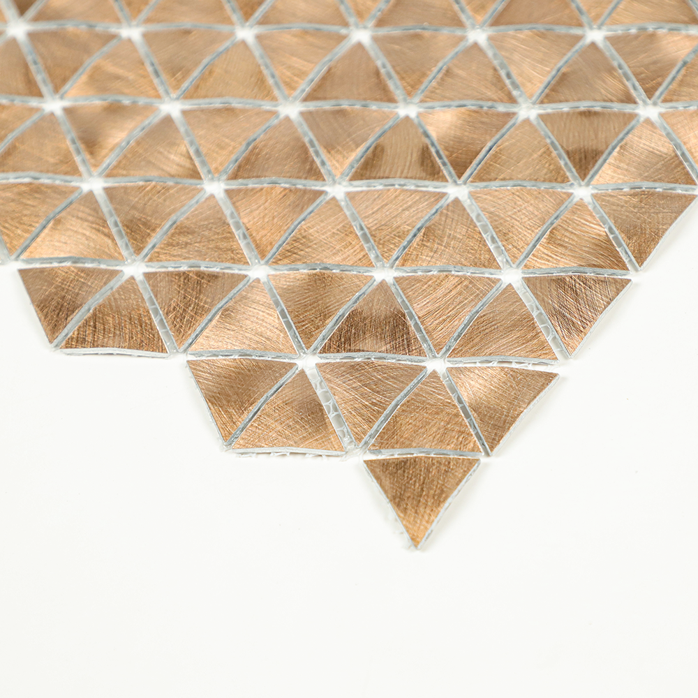Gravity Aluminium Triangle Metal Tiles, Mesh Mounted 3D Mosaic Wall Tiles for Kitchen Bathroom Accent Wall Backsplash