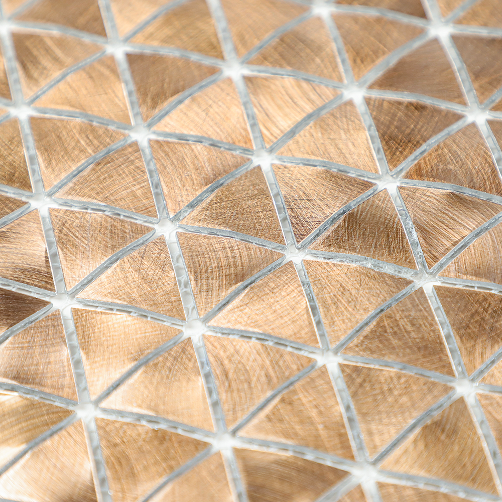 Gravity Aluminium Triangle Metal Tiles, Mesh Mounted 3D Mosaic Wall Tiles for Kitchen Bathroom Accent Wall Backsplash