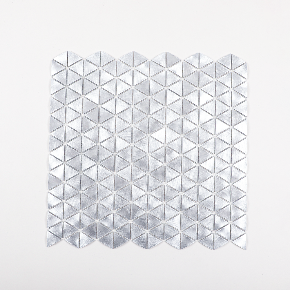 Gravity Aluminium Triangle Metal Tiles, Mesh Mounted 3D Mosaic Wall Tiles for Kitchen Bathroom Accent Wall Backsplash