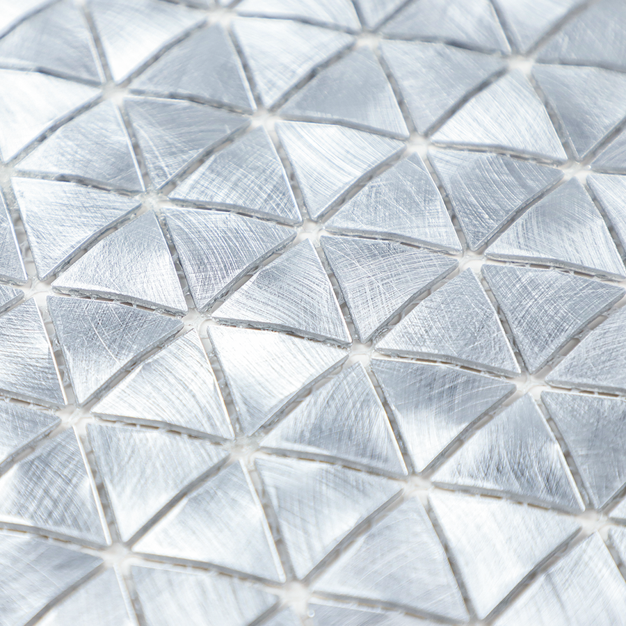 Gravity Aluminium Triangle Metal Tiles, Mesh Mounted 3D Mosaic Wall Tiles for Kitchen Bathroom Accent Wall Backsplash