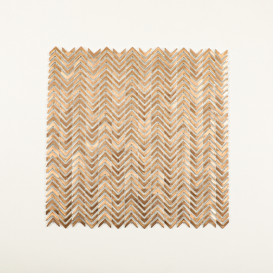 Gravity Aluminium Arrow Metal Tile, Mesh Mounted Brushed Metal 3D Mosaic Wall Tiles for Kitchen Bathroom Accent Wall