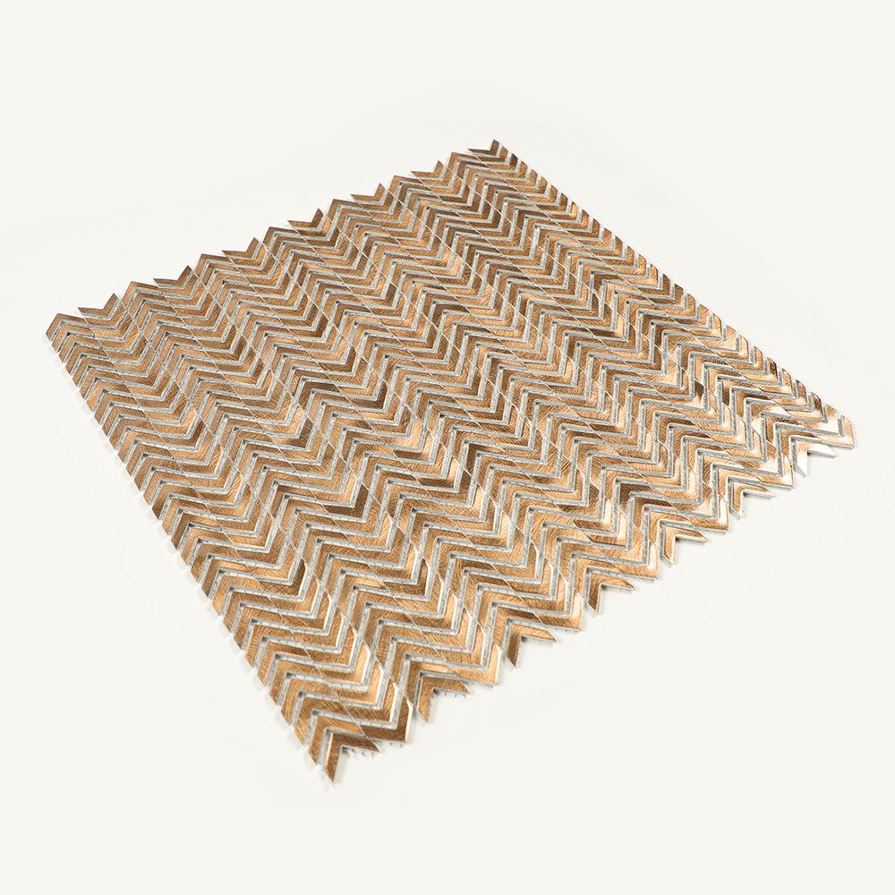 Gravity Aluminium Arrow Metal Tile, Mesh Mounted Brushed Metal 3D Mosaic Wall Tiles for Kitchen Bathroom Accent Wall
