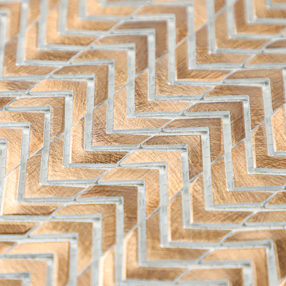 Gravity Aluminium Arrow Metal Tile, Mesh Mounted Brushed Metal 3D Mosaic Wall Tiles for Kitchen Bathroom Accent Wall