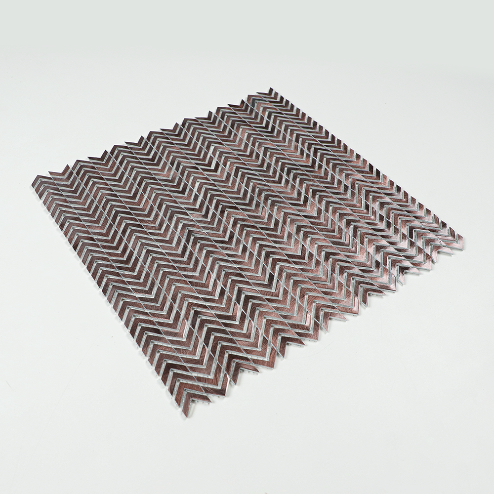 Gravity Aluminium Arrow Metal Tile, Mesh Mounted Brushed Metal 3D Mosaic Wall Tiles for Kitchen Bathroom Accent Wall