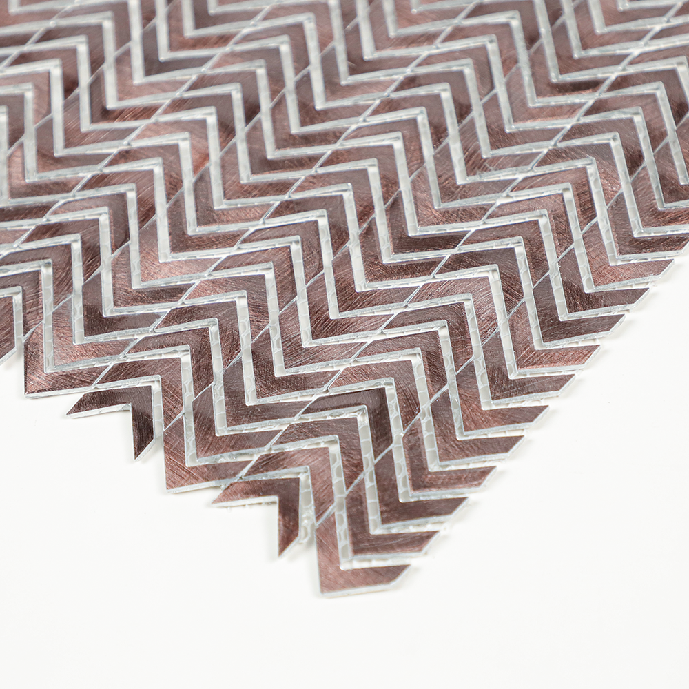 Gravity Aluminium Arrow Metal Tile, Mesh Mounted Brushed Metal 3D Mosaic Wall Tiles for Kitchen Bathroom Accent Wall