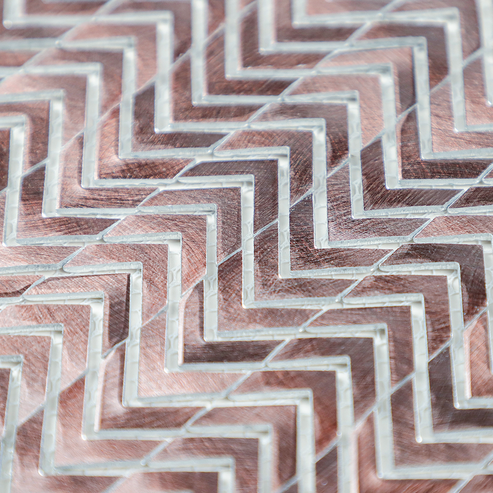 Gravity Aluminium Arrow Metal Tile, Mesh Mounted Brushed Metal 3D Mosaic Wall Tiles for Kitchen Bathroom Accent Wall