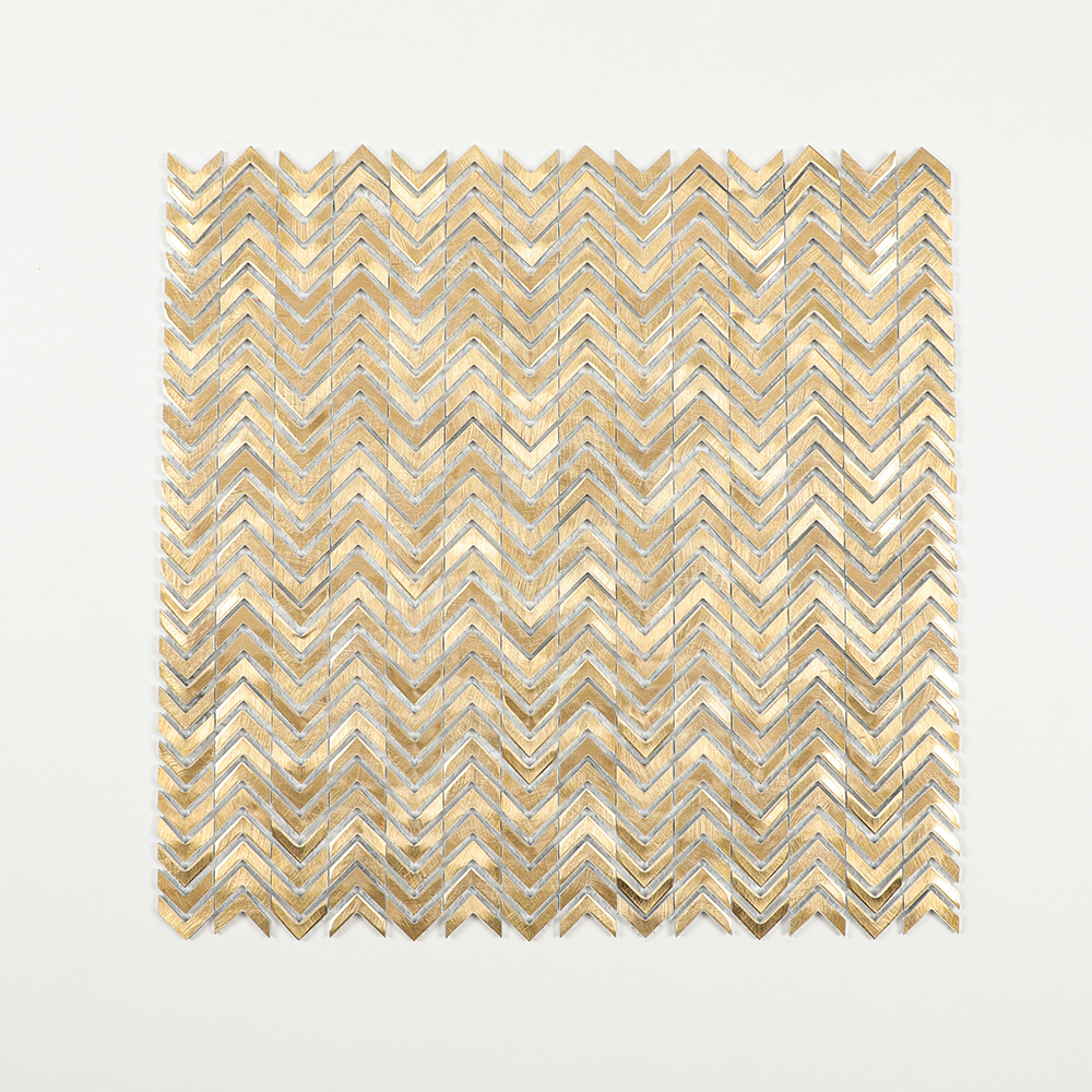 Gravity Aluminium Arrow Metal Tile, Mesh Mounted Brushed Metal 3D Mosaic Wall Tiles for Kitchen Bathroom Accent Wall
