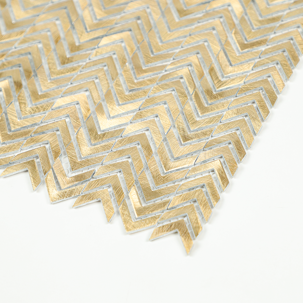 Gravity Aluminium Arrow Metal Tile, Mesh Mounted Brushed Metal 3D Mosaic Wall Tiles for Kitchen Bathroom Accent Wall