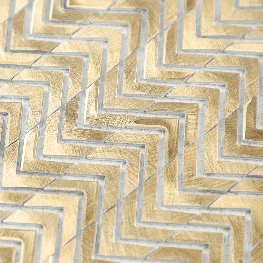Gravity Aluminium Arrow Metal Tile, Mesh Mounted Brushed Metal 3D Mosaic Wall Tiles for Kitchen Bathroom Accent Wall