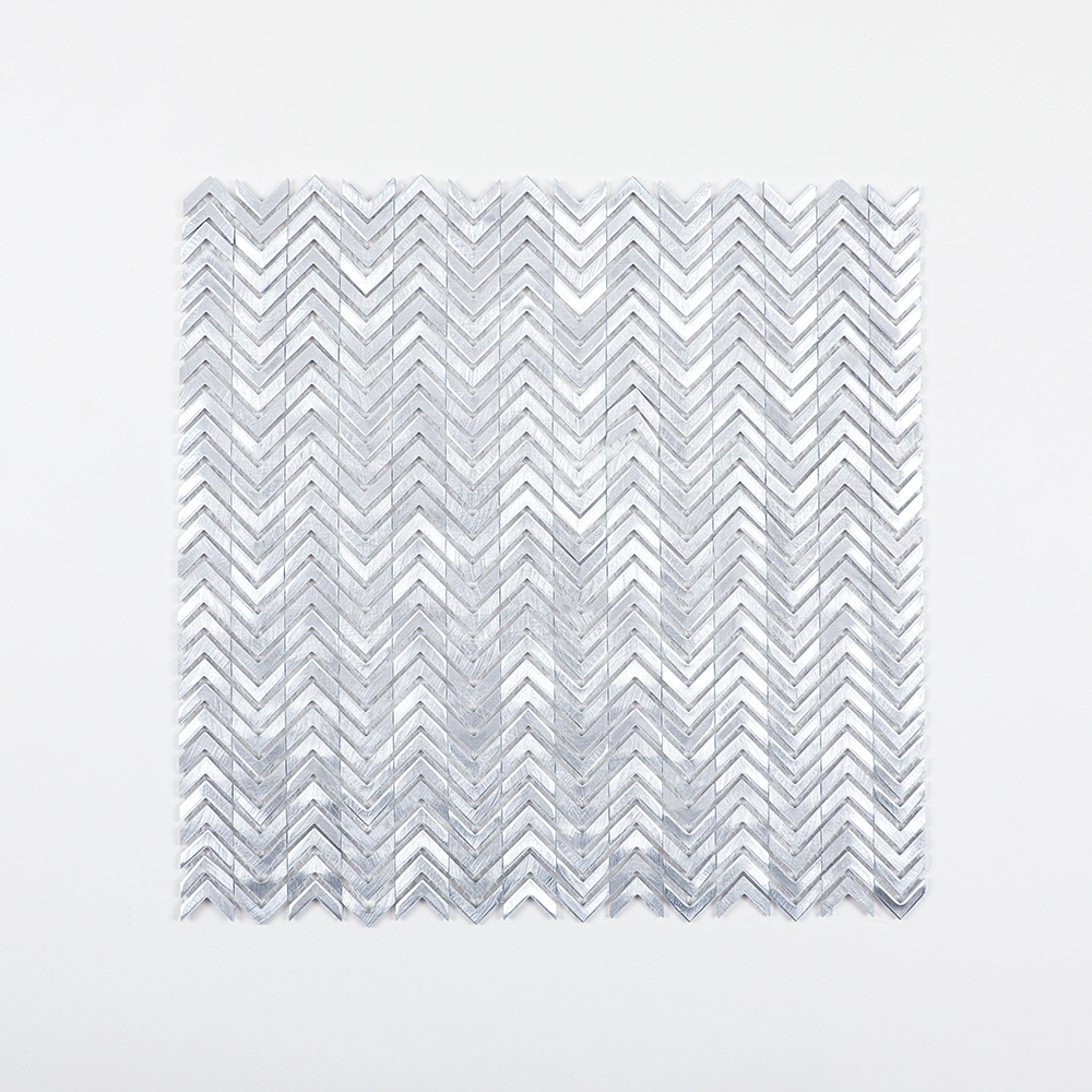 Gravity Aluminium Arrow Metal Tile, Mesh Mounted Brushed Metal 3D Mosaic Wall Tiles for Kitchen Bathroom Accent Wall