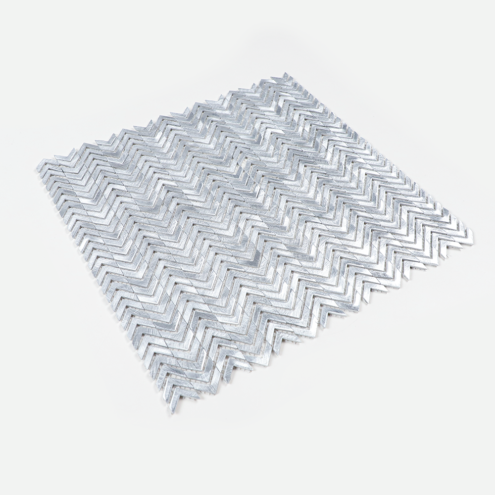 Gravity Aluminium Arrow Metal Tile, Mesh Mounted Brushed Metal 3D Mosaic Wall Tiles for Kitchen Bathroom Accent Wall