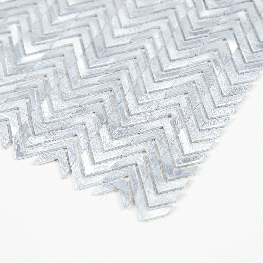 Gravity Aluminium Arrow Metal Tile, Mesh Mounted Brushed Metal 3D Mosaic Wall Tiles for Kitchen Bathroom Accent Wall