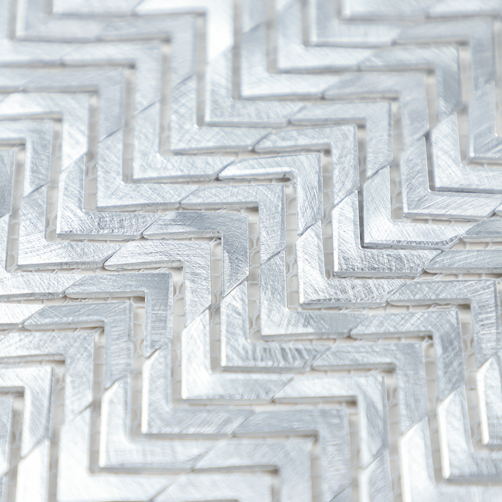 Gravity Aluminium Arrow Metal Tile, Mesh Mounted Brushed Metal 3D Mosaic Wall Tiles for Kitchen Bathroom Accent Wall