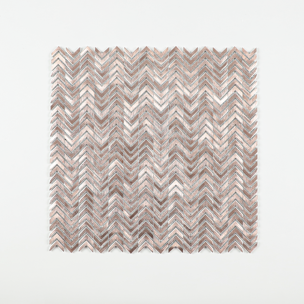 Gravity Aluminium Arrow Metal Tile, Mesh Mounted Brushed Metal 3D Mosaic Wall Tiles for Kitchen Bathroom Accent Wall
