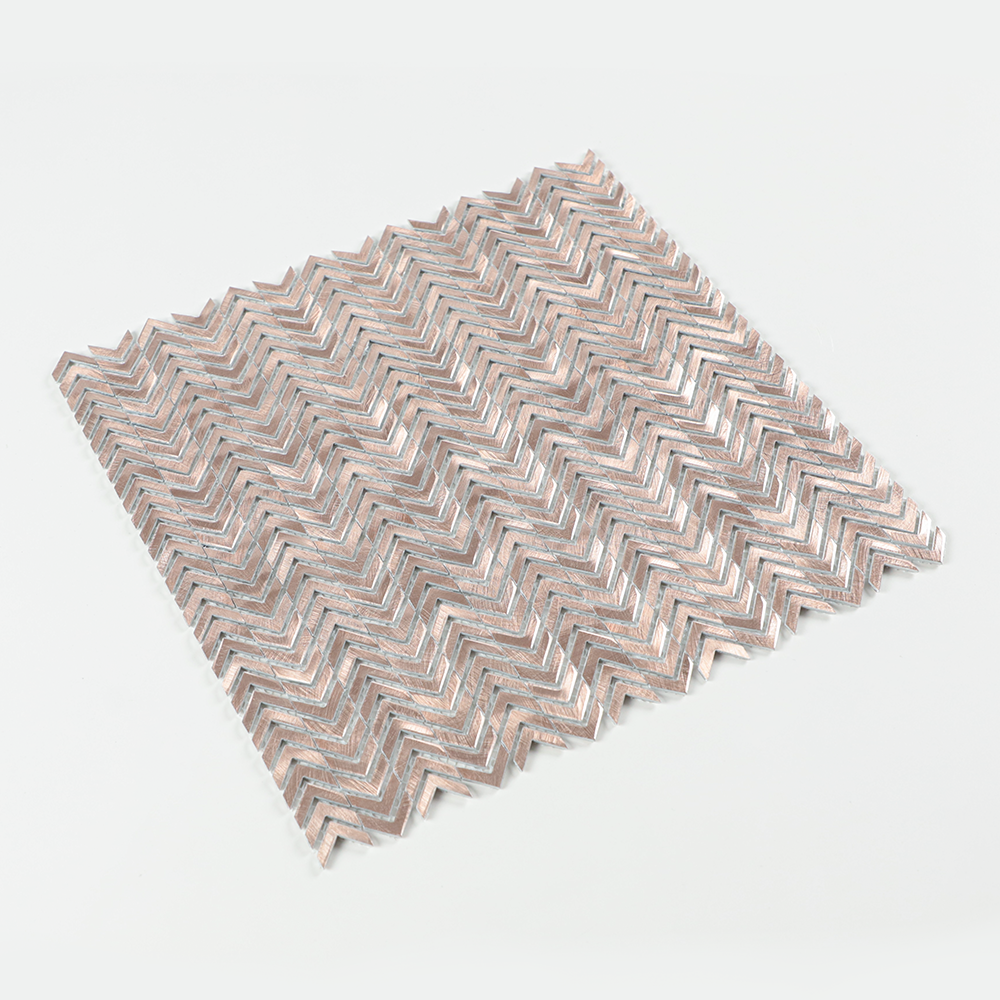 Gravity Aluminium Arrow Metal Tile, Mesh Mounted Brushed Metal 3D Mosaic Wall Tiles for Kitchen Bathroom Accent Wall