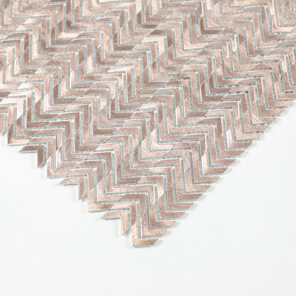 Gravity Aluminium Arrow Metal Tile, Mesh Mounted Brushed Metal 3D Mosaic Wall Tiles for Kitchen Bathroom Accent Wall