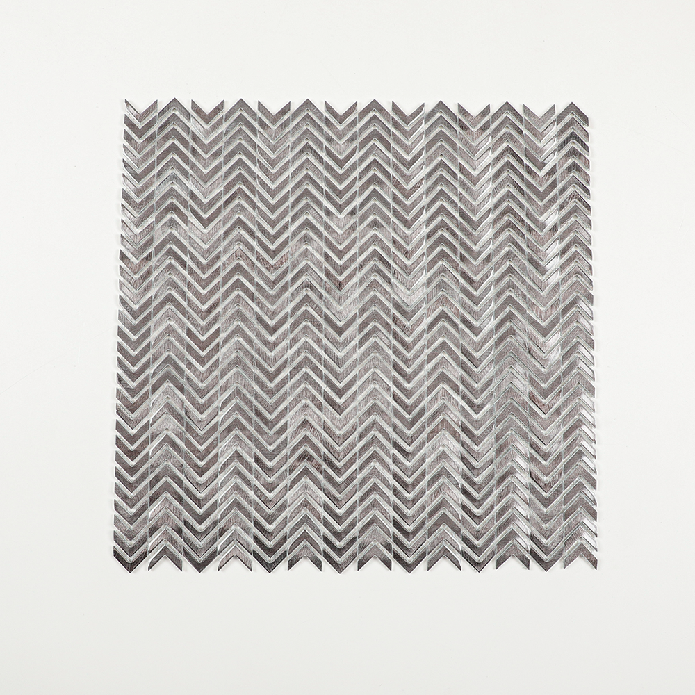 Gravity Aluminium Arrow Metal Tile, Mesh Mounted Brushed Metal 3D Mosaic Wall Tiles for Kitchen Bathroom Accent Wall