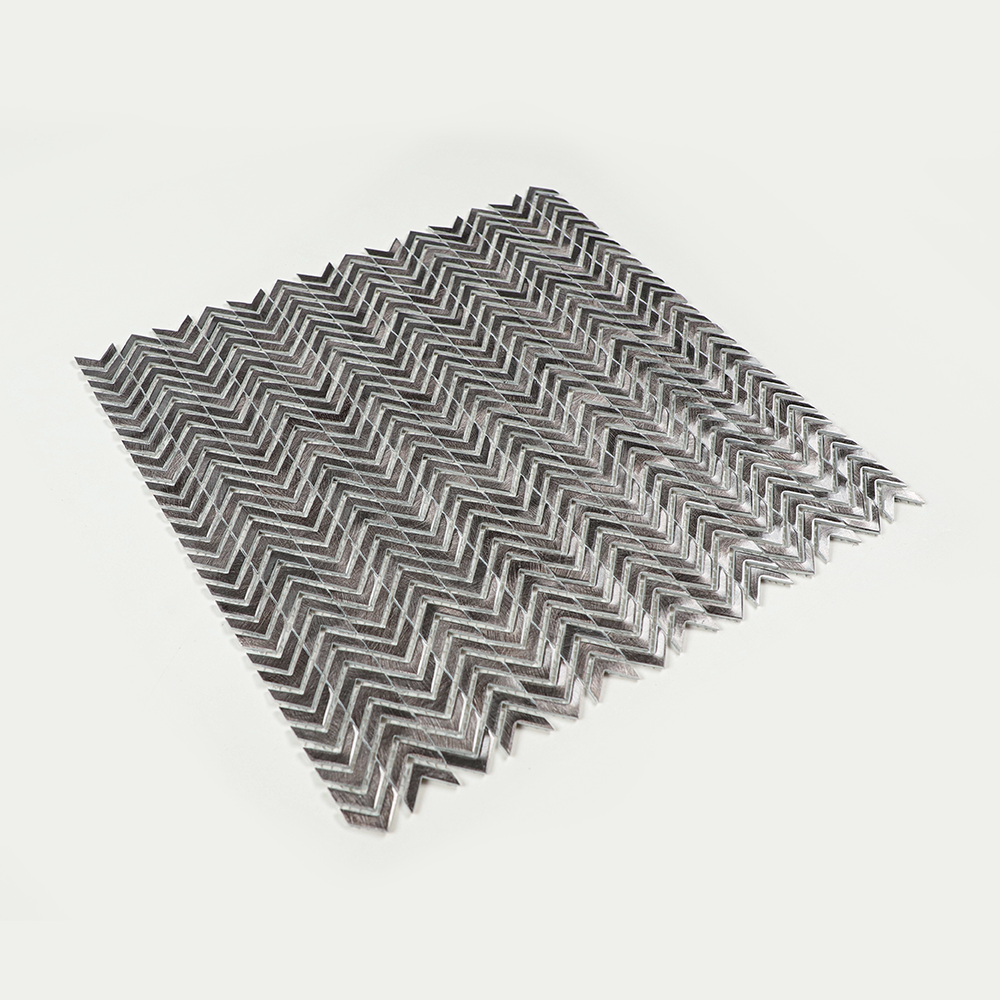 Gravity Aluminium Arrow Metal Tile, Mesh Mounted Brushed Metal 3D Mosaic Wall Tiles for Kitchen Bathroom Accent Wall