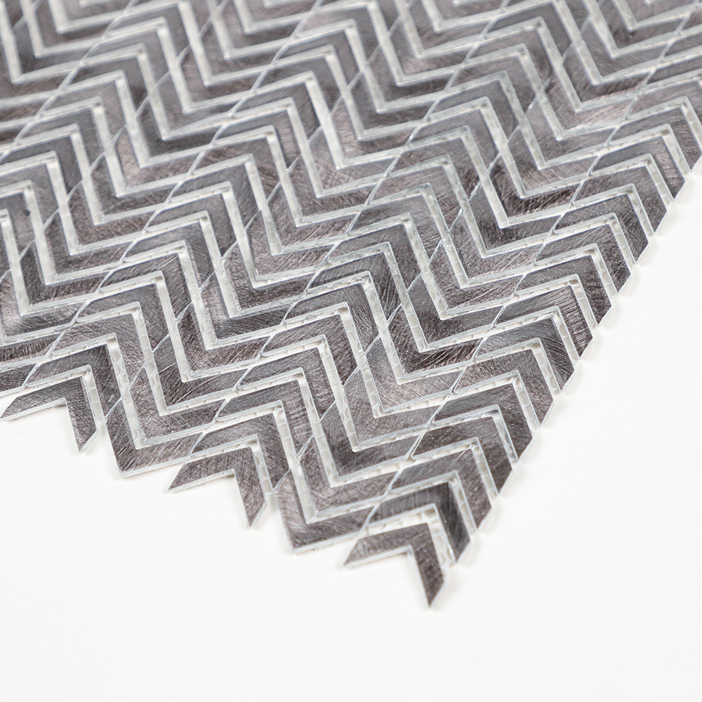 Gravity Aluminium Arrow Metal Tile, Mesh Mounted Brushed Metal 3D Mosaic Wall Tiles for Kitchen Bathroom Accent Wall