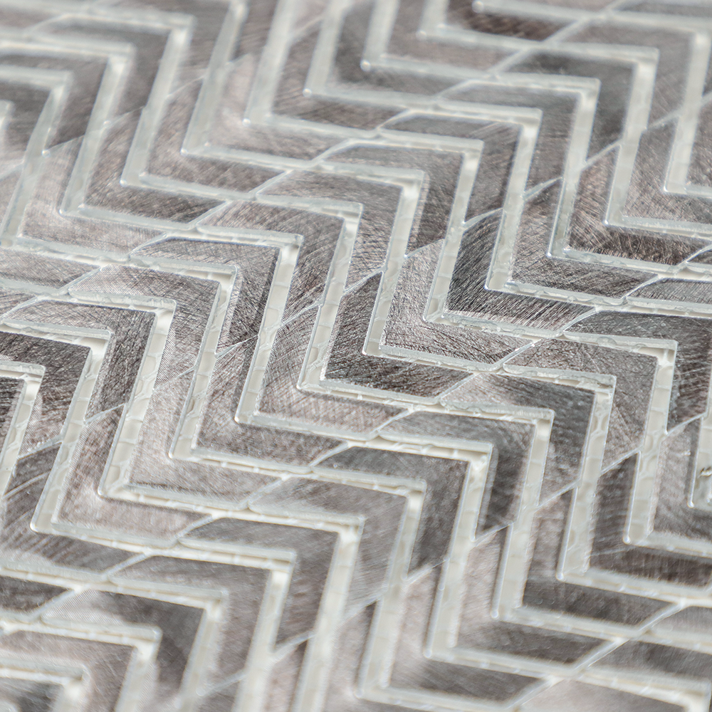 Gravity Aluminium Arrow Metal Tile, Mesh Mounted Brushed Metal 3D Mosaic Wall Tiles for Kitchen Bathroom Accent Wall