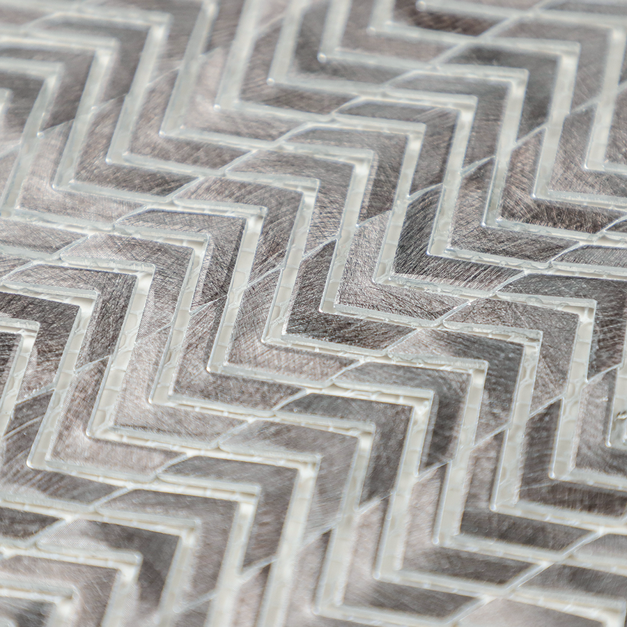 Gravity Aluminium Arrow Metal Tile, Mesh Mounted Brushed Metal 3D Mosaic Wall Tiles for Kitchen Bathroom Accent Wall