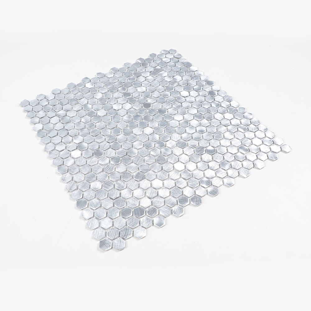 Gravity Aluminium 3D Hexagon Mosaic Wall Tiles, Mesh Mounted Metal Elements Backsplash for Kitchen Bathroom Accent Wall