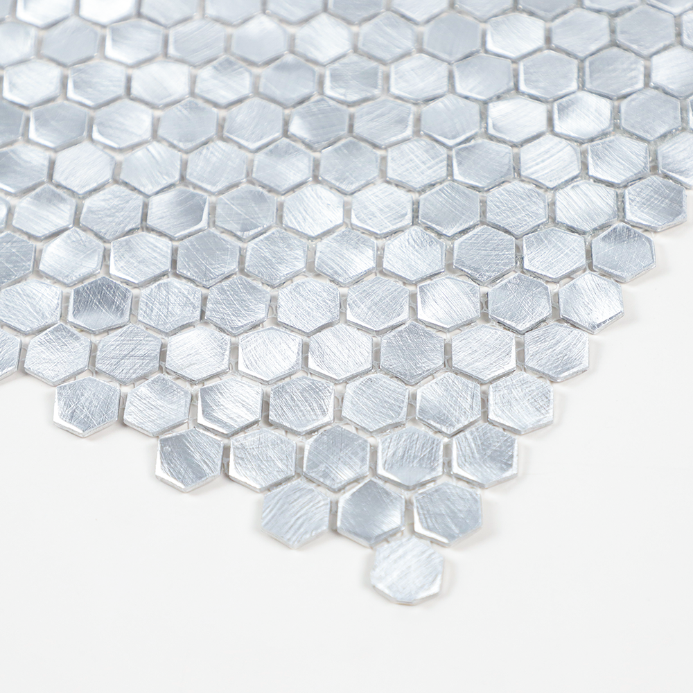 Gravity Aluminium 3D Hexagon Mosaic Wall Tiles, Mesh Mounted Metal Elements Backsplash for Kitchen Bathroom Accent Wall