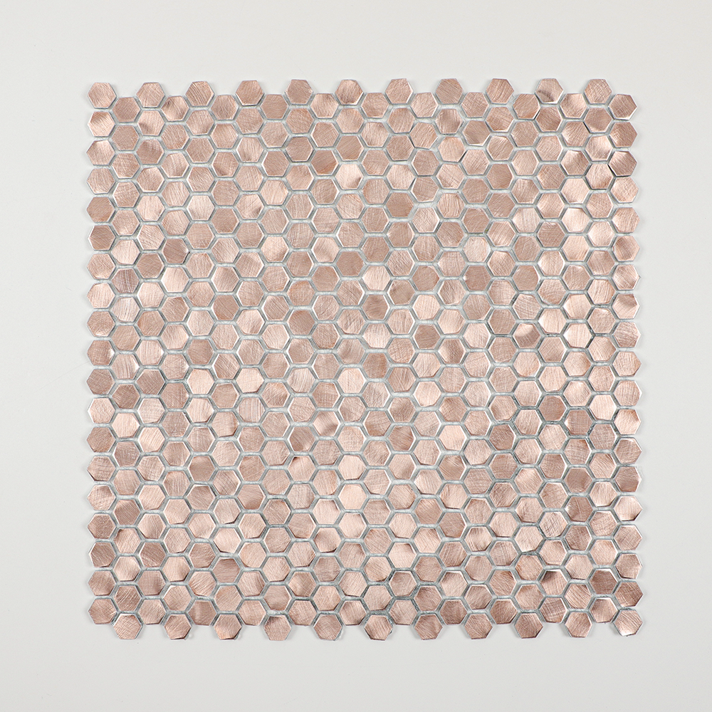 Gravity Aluminium 3D Hexagon Mosaic Wall Tiles, Mesh Mounted Metal Elements Backsplash for Kitchen Bathroom Accent Wall