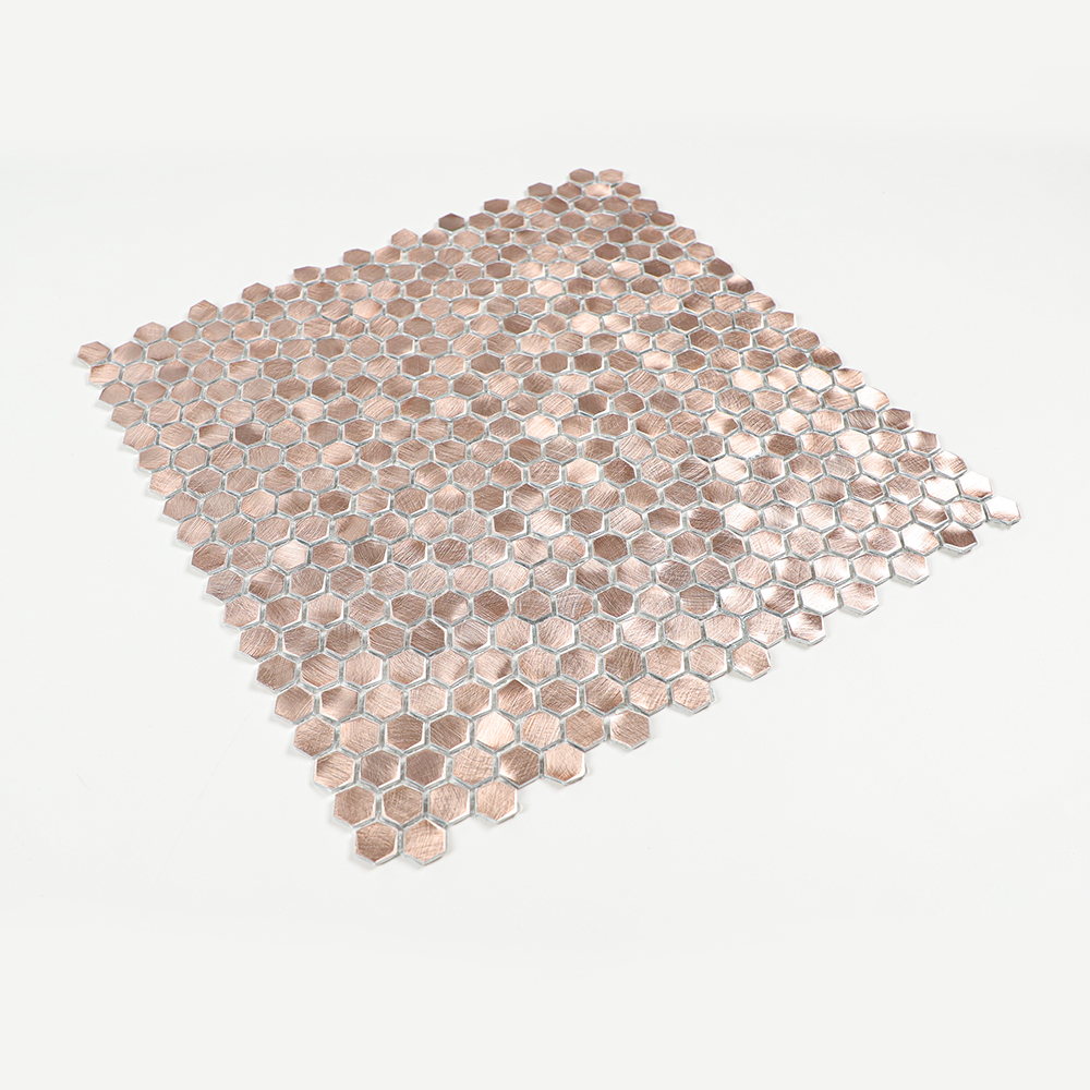 Gravity Aluminium 3D Hexagon Mosaic Wall Tiles, Mesh Mounted Metal Elements Backsplash for Kitchen Bathroom Accent Wall