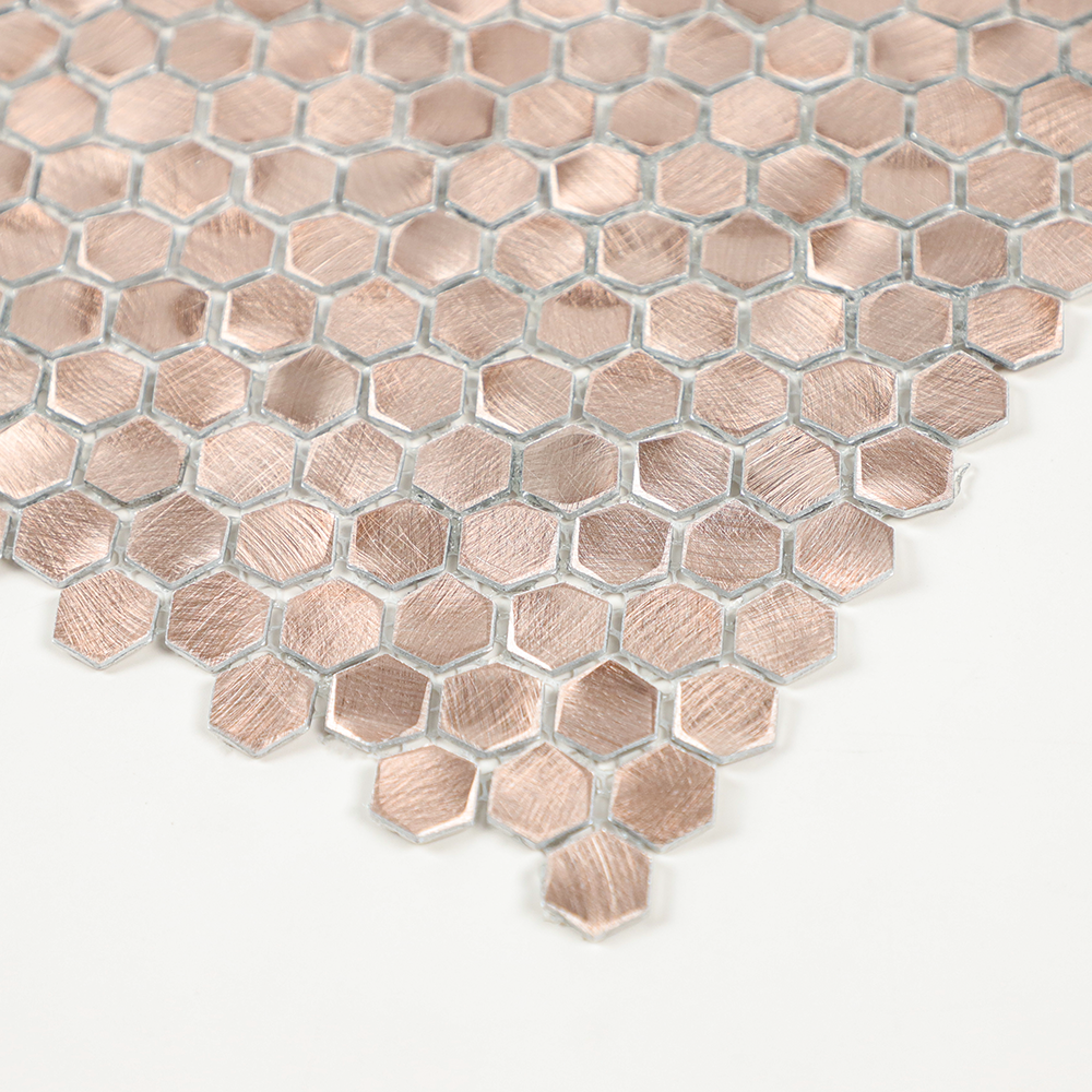 Gravity Aluminium 3D Hexagon Mosaic Wall Tiles, Mesh Mounted Metal Elements Backsplash for Kitchen Bathroom Accent Wall