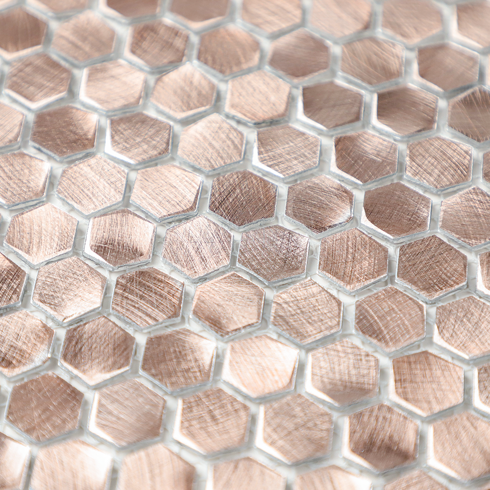 Gravity Aluminium 3D Hexagon Mosaic Wall Tiles, Mesh Mounted Metal Elements Backsplash for Kitchen Bathroom Accent Wall