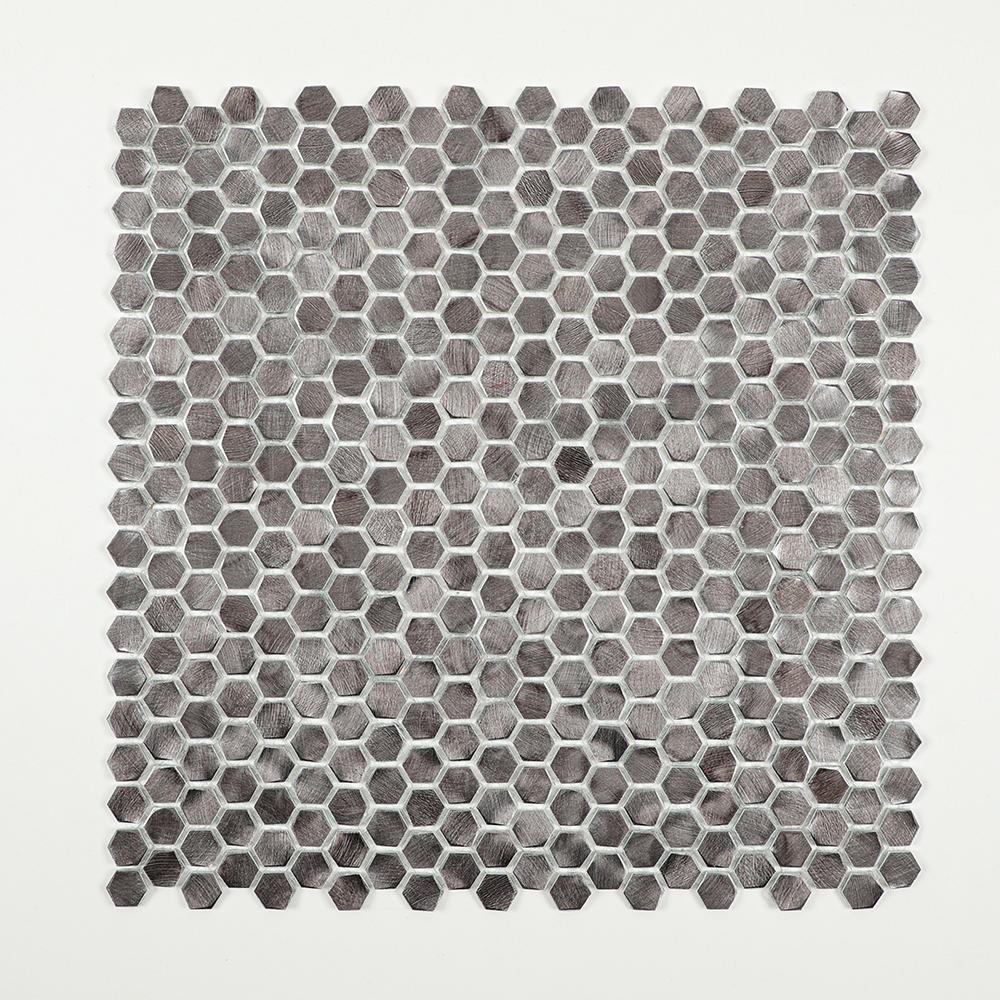 Gravity Aluminium 3D Hexagon Mosaic Wall Tiles, Mesh Mounted Metal Elements Backsplash for Kitchen Bathroom Accent Wall